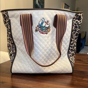 Consuela White and Leopard Print Tote